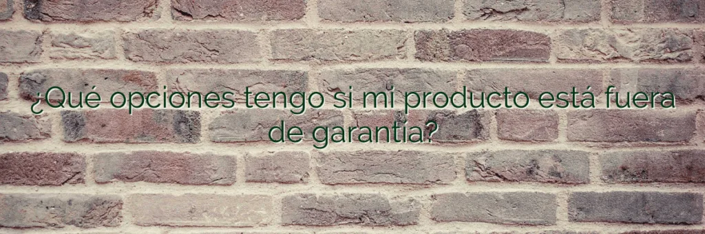 ¿Qué opciones tengo si mi producto está fuera de garantía?